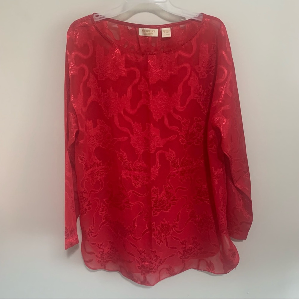 Victoria Secret Vintage Semi Sheer Floral Long Sleeve Blouse - Picture 5 of 13